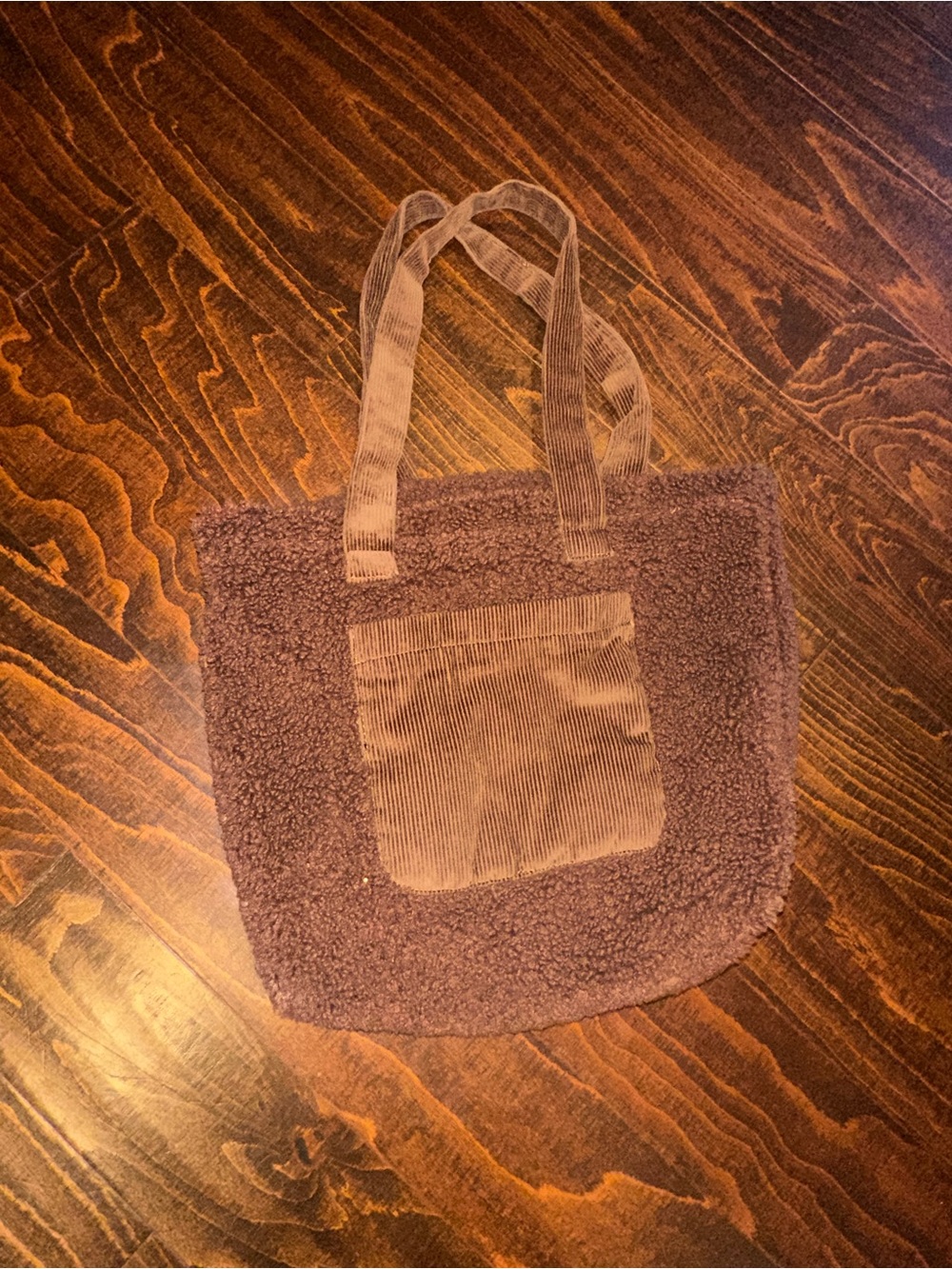 American eagle tote bag faux sherpa corduroy brown y2k fall